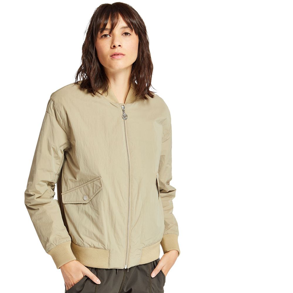 Timberland Womens Jackets Hix Mountain Insulated Bomber - Khaki - India LR6854703